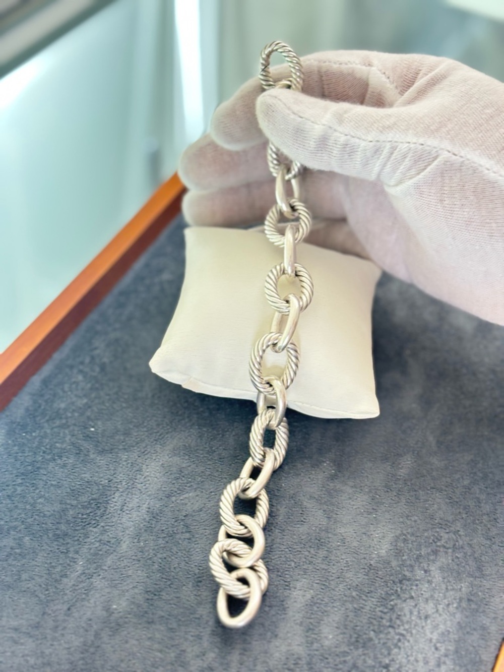 David Yurman Sterling silver XL Oval Link Chain Bracelet 7-7.5" - Picture 9 of 9